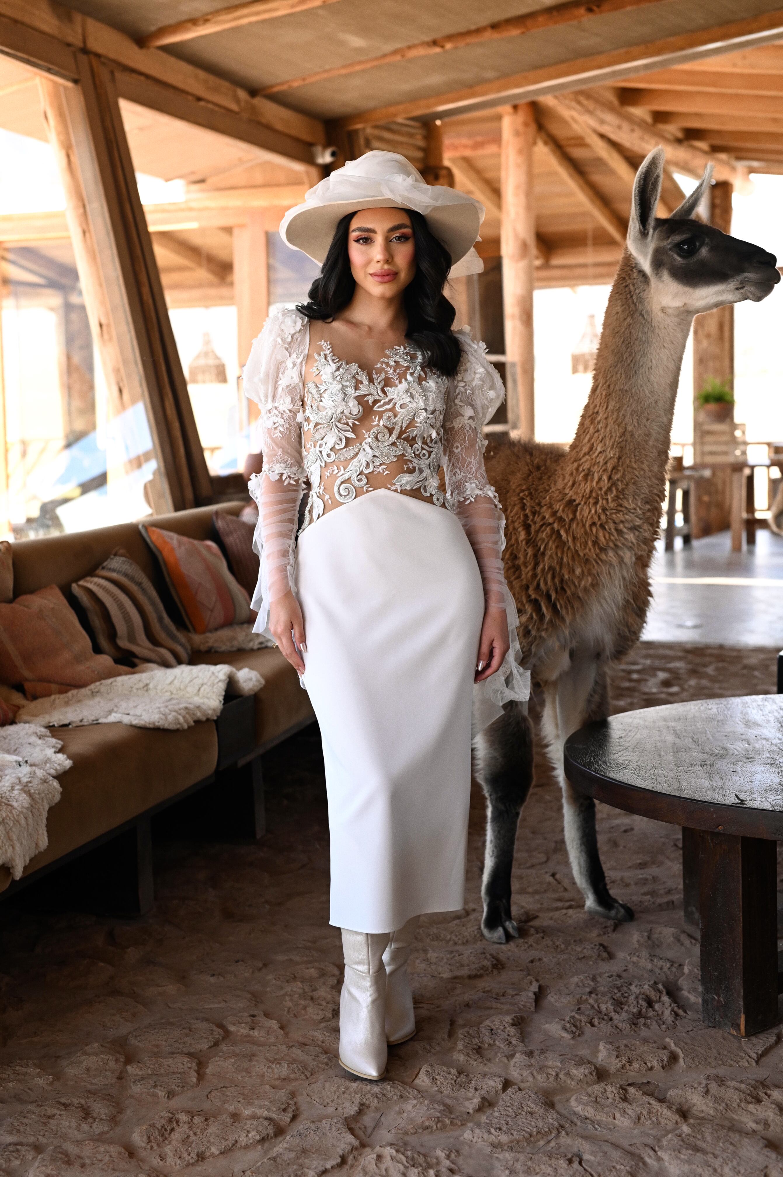 Vestido con bordado, transparencias y falda lisa firmado por Yahel Waisman.(Foto: OmarandTeresa).