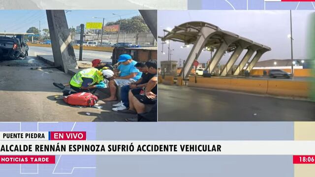 Rennán Espinoza: camioneta en que viajaba el alcalde de Puente Piedra impactó contra caseta de peaje y terminó volcándose | VIDEOS