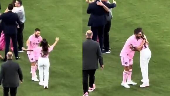 La esposa de Lionel Messi se adentró en el césped tras la clasificación de Inter Miami a la final de la US Open Cup.