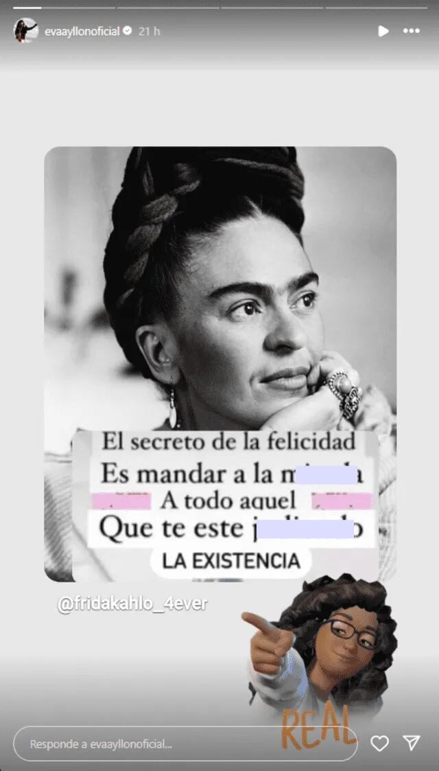 Su publicación en Instagram fue vista como una indirecta hacia los involucrados en la ceremonia. (Foto: Captura/Instagram/@evaayllonoficial)