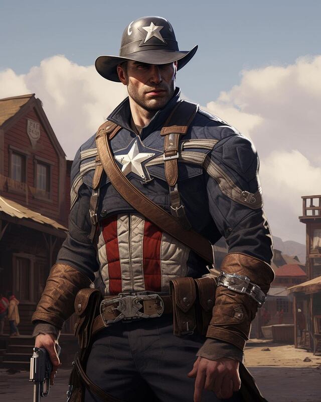 Pero, los trajes de la película de Marvel siguen teniendo una gran influencia en como representa la IA al Capitán América. | (Foto: Midjourney/@midjourneyhero)