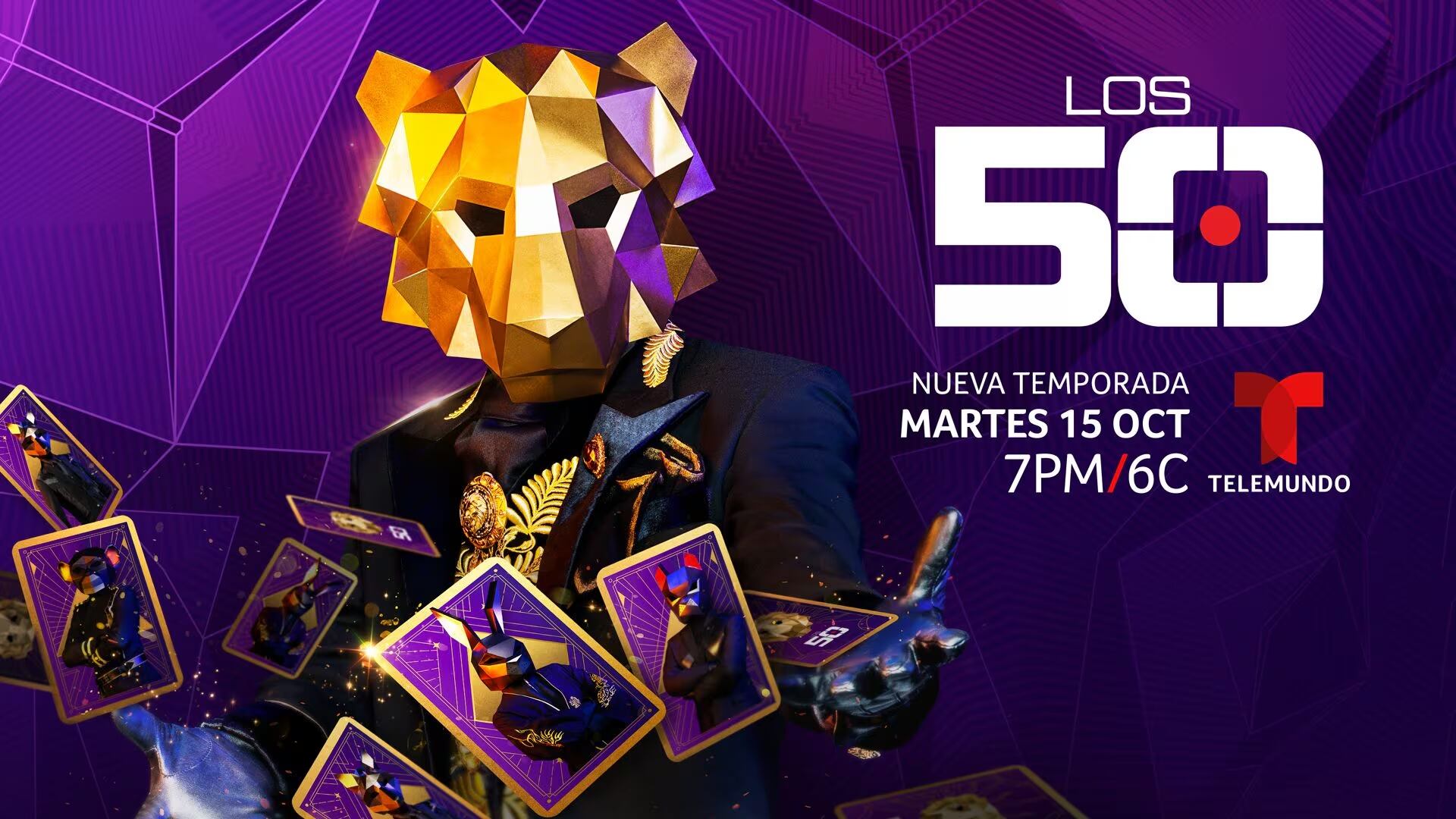 La imagen promocional del reality show "Los 50", el cual combina competición, juegos y estrategia (Foto: Telemundo)
