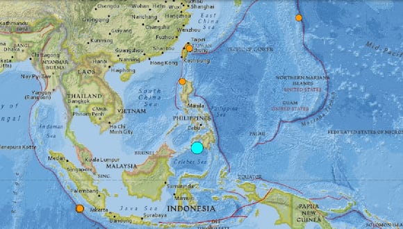 Un terremoto de magnitud 7,1 sacudió la isla de Mindanao, en Filipinas, durante la madrugada del 11 de julio de 2024. (Captura de USGS)