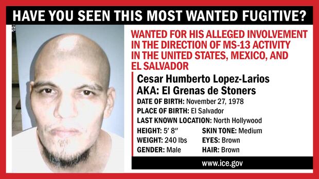 César López Larios, cabecilla de la Mara Salvatrucha MS-13 que fue deportado por Estados Unidos a El Salvador.