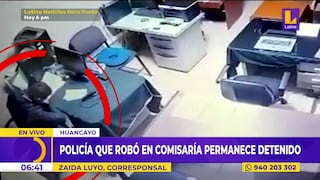 Huancayo: captan a policía en estado de ebriedad robando laptop en comisaría | VIDEO