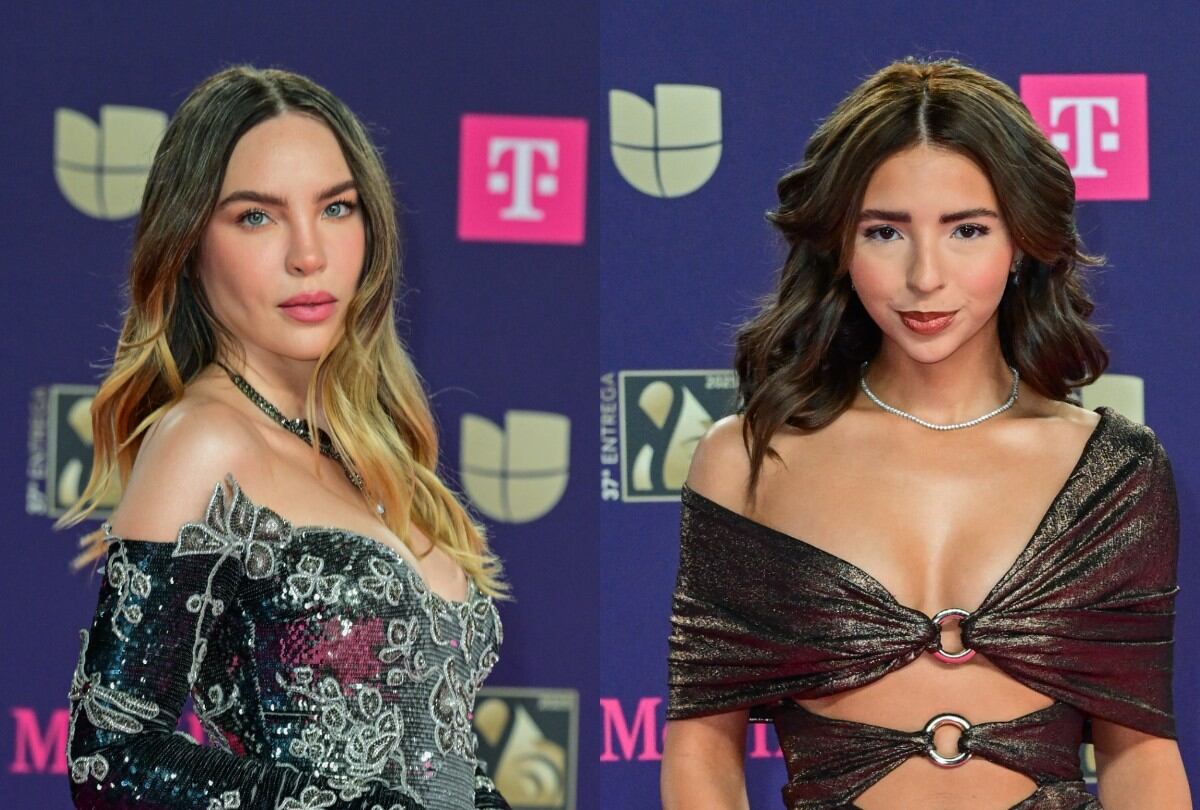 Belinda y Ángela Aguilar en la gala de Premio Lo Nuestro 2025. | Crédito: Giorgio Viera / AFP