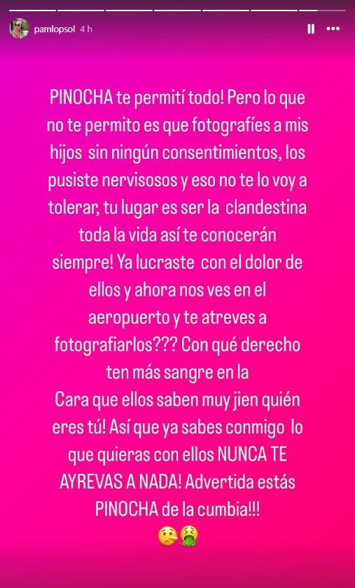Historia de Instagram que publicó Pamela López contra Pamela Franco | Foto: Instagram