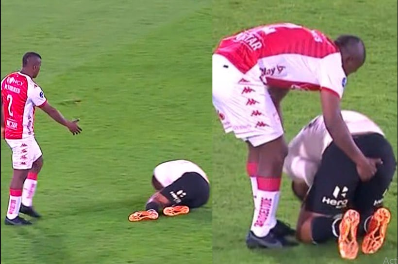 Qué dijo Alex Valera tras ofensiva falta que recibió de Marlon Torres de Santa Fe | ¿Qué es lo que dijo el jugador merengue sobre la ofensiva falta que recibió de Marlon Torres de Santa Fe? En esta nota te contaremos lo que manifestó. Foto: Captura.