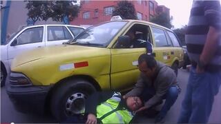 VIDEO: Taxista arrastra con su carro a sereno de Lince