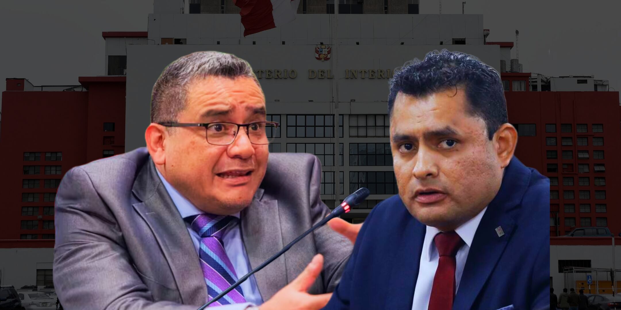 El ministro del Interior, Juan Santiváñez, y el capitán PNP Junior Izquierdo. Composición: EC