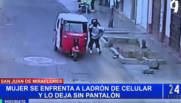Mujer se enfrenta a delincuente que le robó su celular y lo deja sin pantalón durante persecución. (Foto: 24 Horas)
