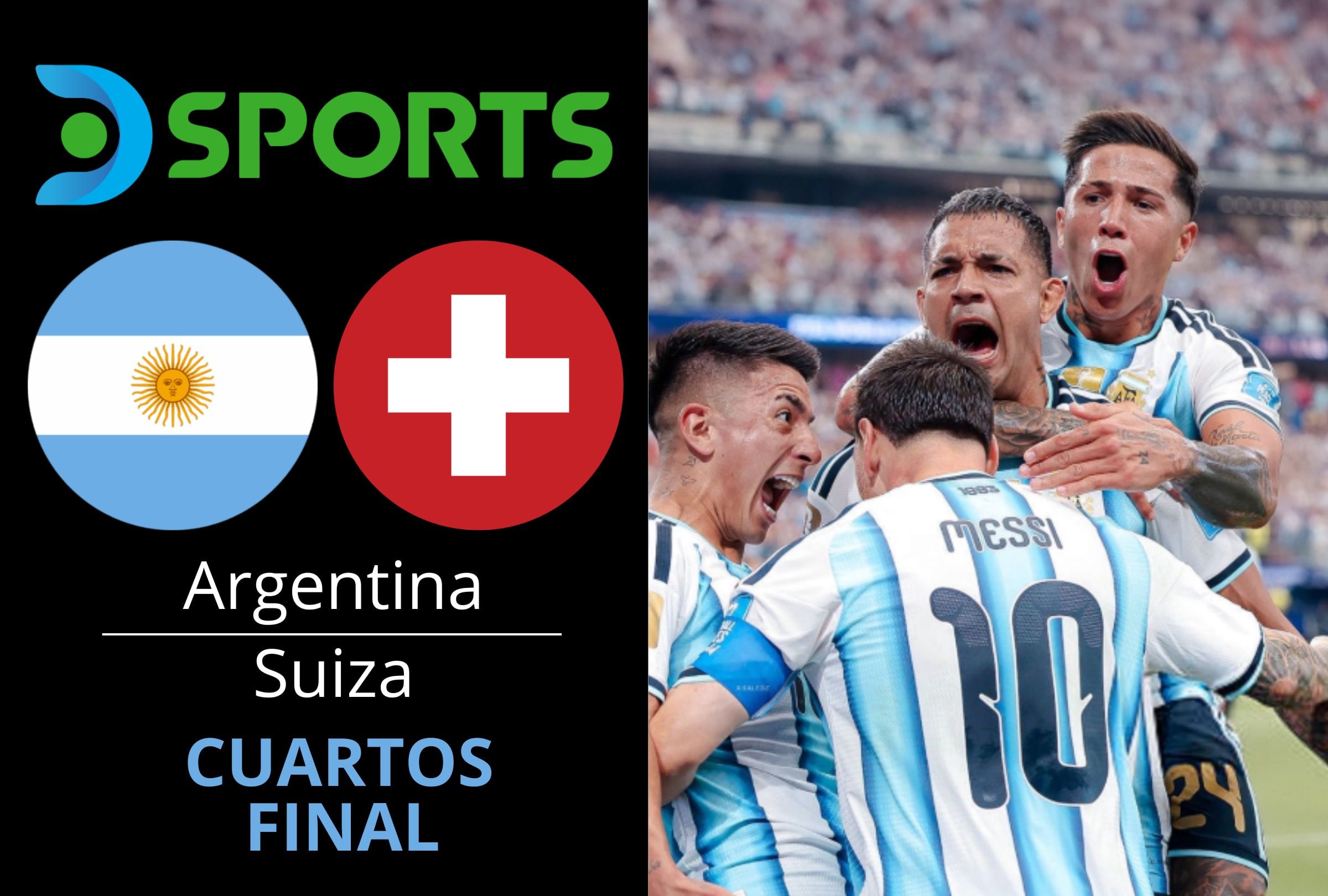 DirecTV (DGO) transmite el partido Argentina vs. Suiza EN VIVO EN DIRECTO HOY por cuartos de final de la Copa Mundial 2026 desde Kansas City. (Foto: Composición Mag)