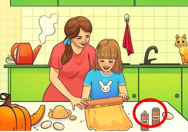 Los lectores con un coeficiente intelectual alto pudieron detectar el error en la imagen de la cocina en 6 segundos.