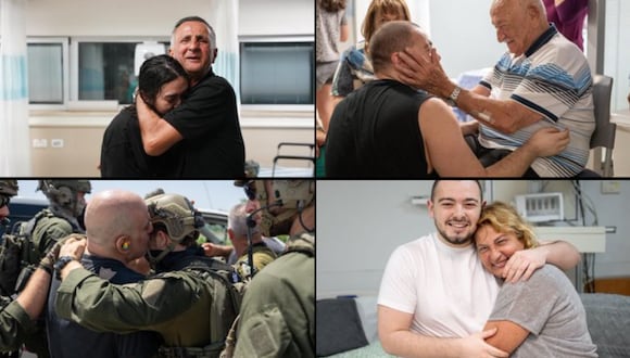 Cada rehén liberado por el ejército israelí en el reencuentro con su familia. (Foto: X)