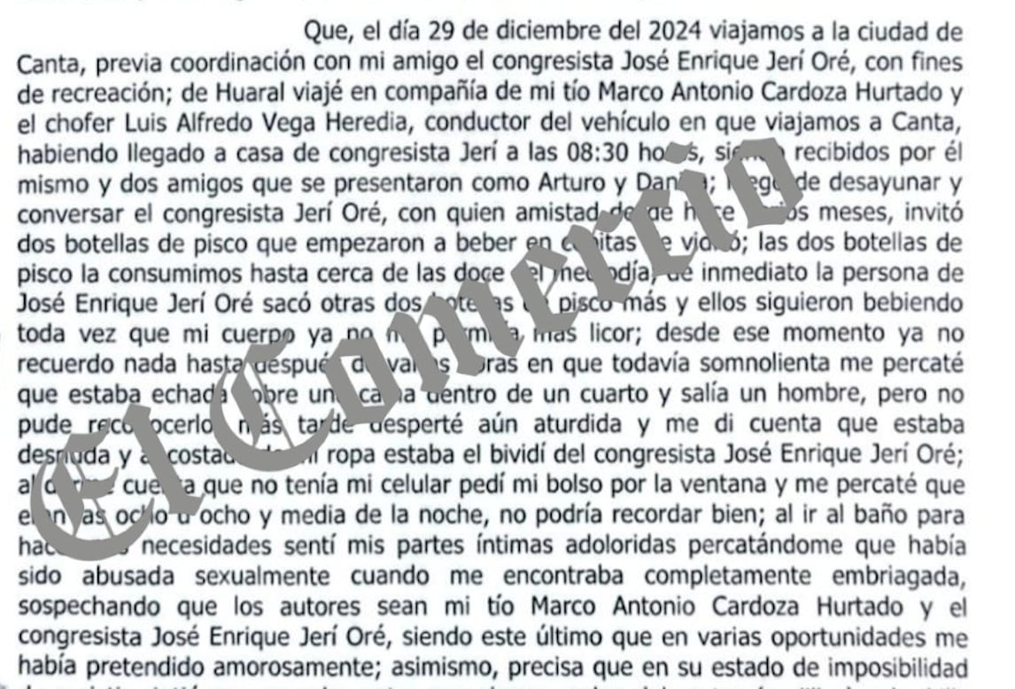 Denuncia contra el cogresista José Jerí.