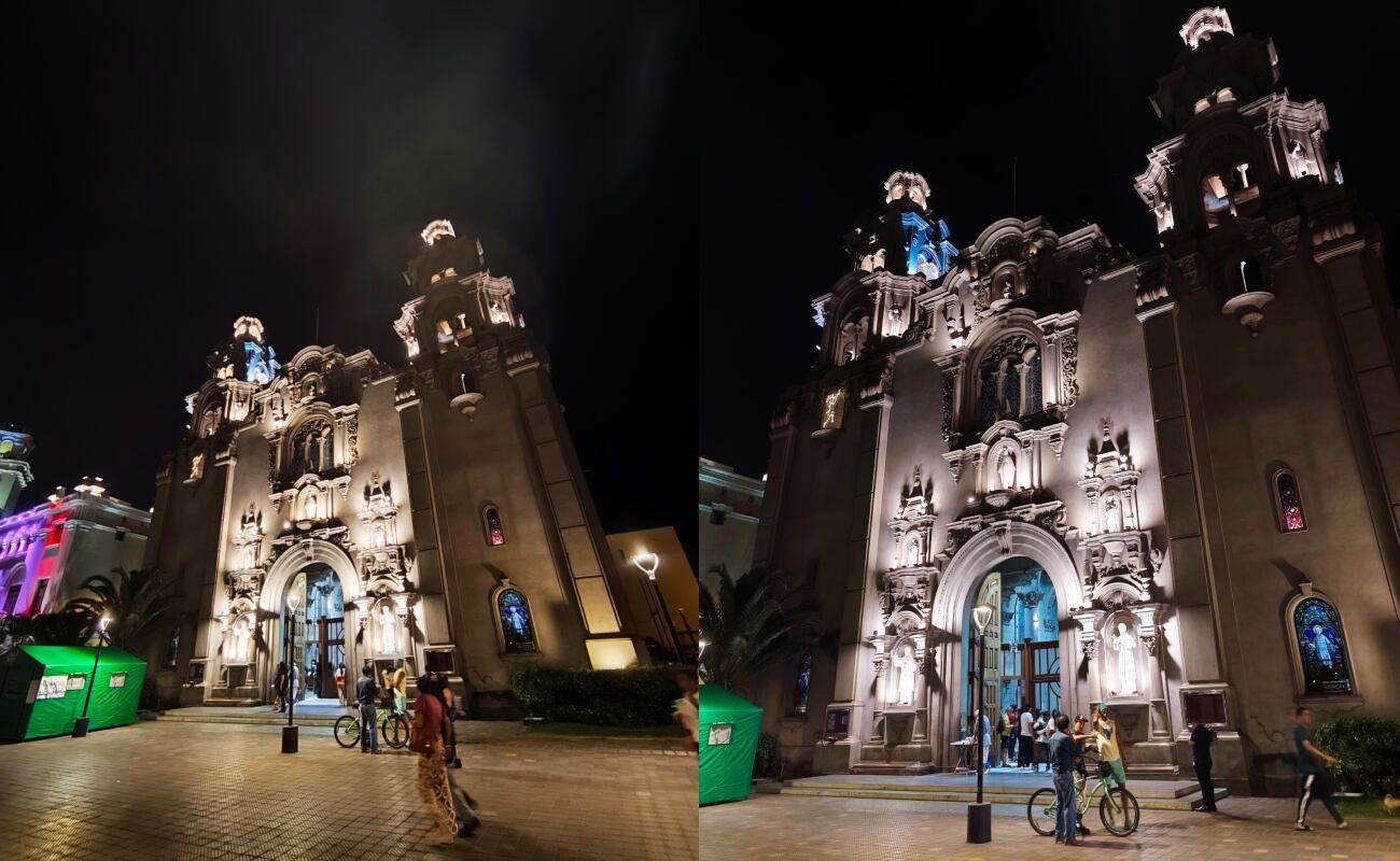 Foto nocturna con ultra gran angular y con el sensor principal (x1).