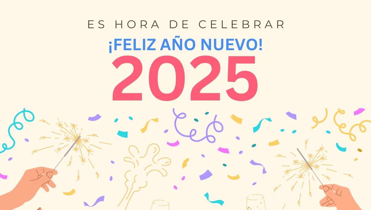 Las mejores tarjetas para enviar al recibir el Año Nuevo 2025. (Imagen: Canva)