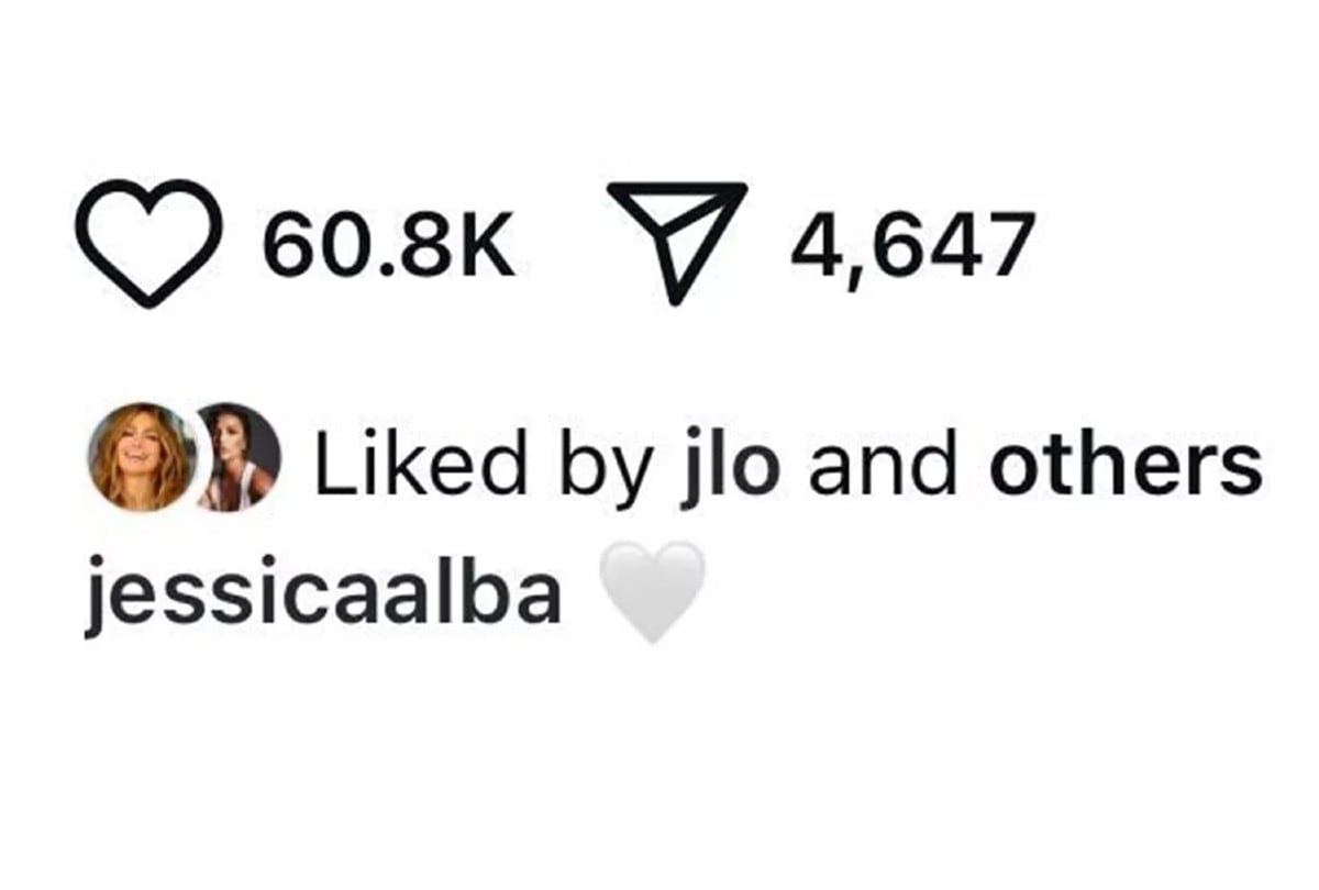El "me gusta" de Jennifer Lopez al comunicado de Instagram de Jessica Alba sobre su separación de su esposo Cash Warren. | Crédito: Instagram jessicaalba