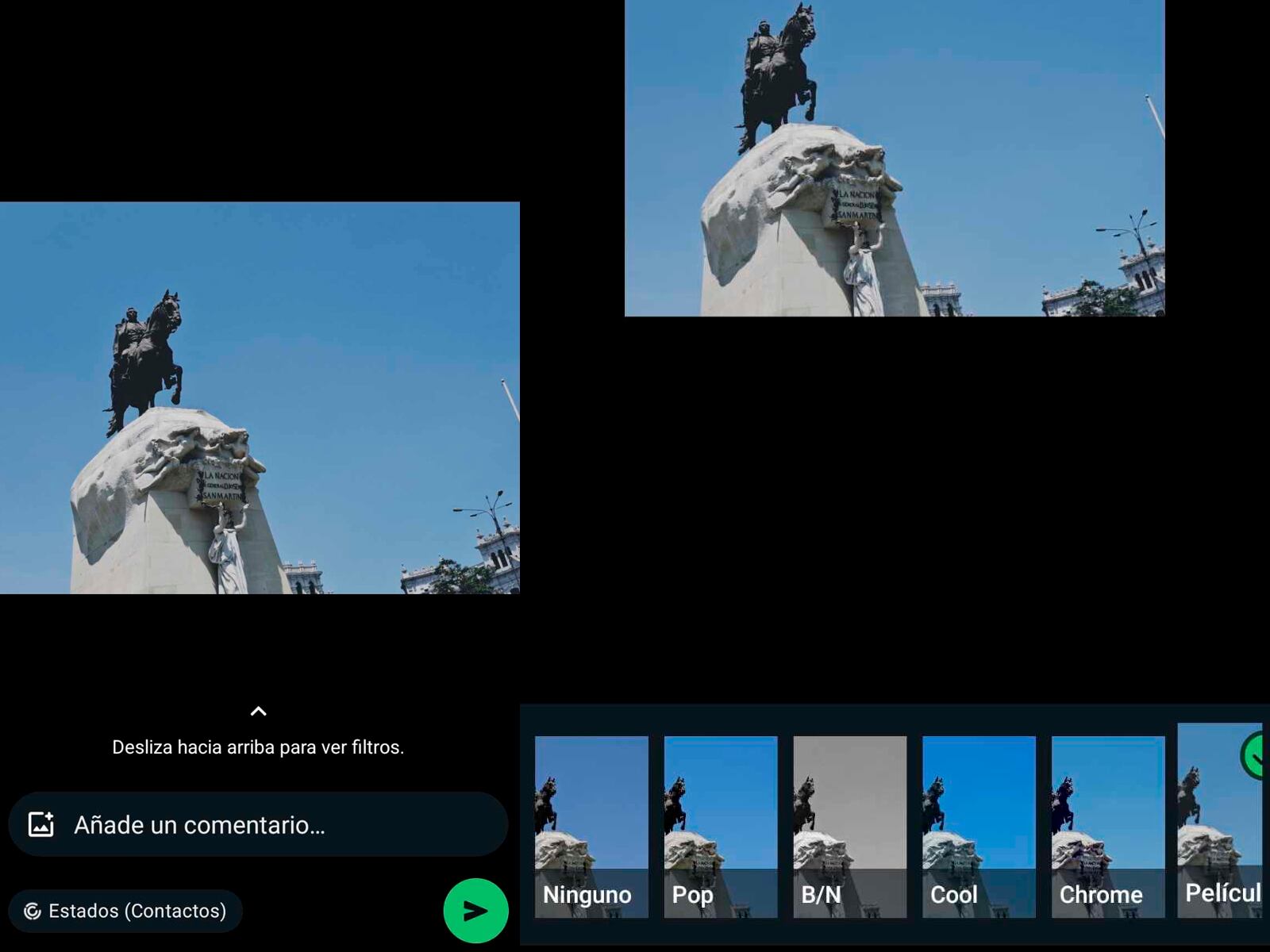 WHATSAPP | De esta forma podrás tener los nuevos filtros para tus Estados de WhatsApp. (Foto: MAG - Rommel Yupanqui)