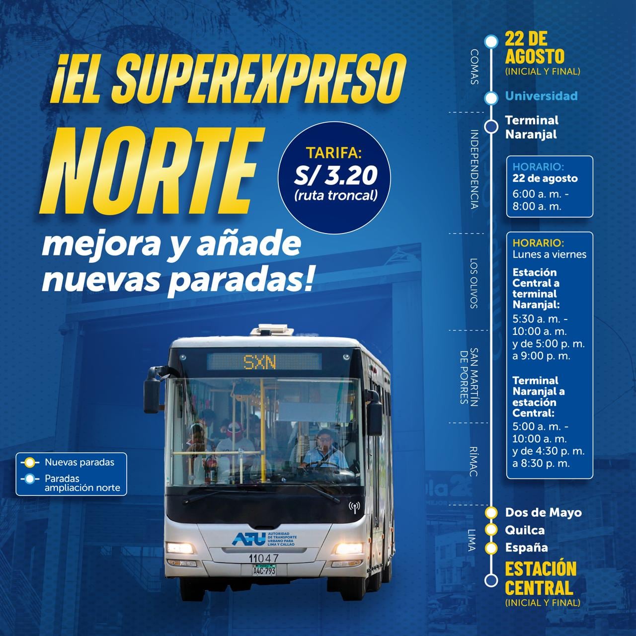 Paradas y horarios