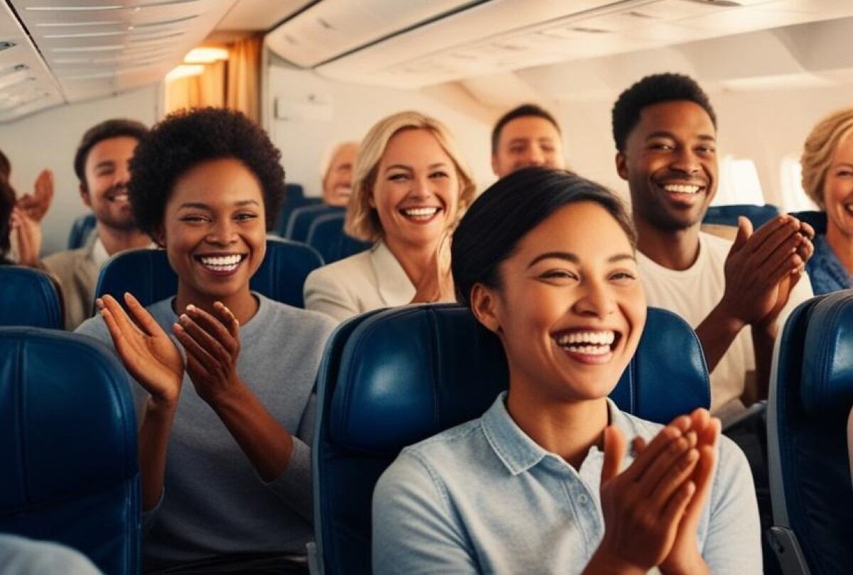 Si bien los pasajeros pueden intentar mostrar gratitud por un aterrizaje seguro, algunos dicen que este acto podría ofender a los pilotos. | Crédito: Canva