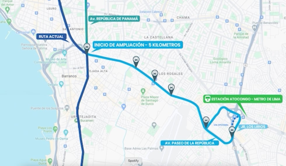 La ruta que seguiría el proyecto de la Vía Expresa Sur