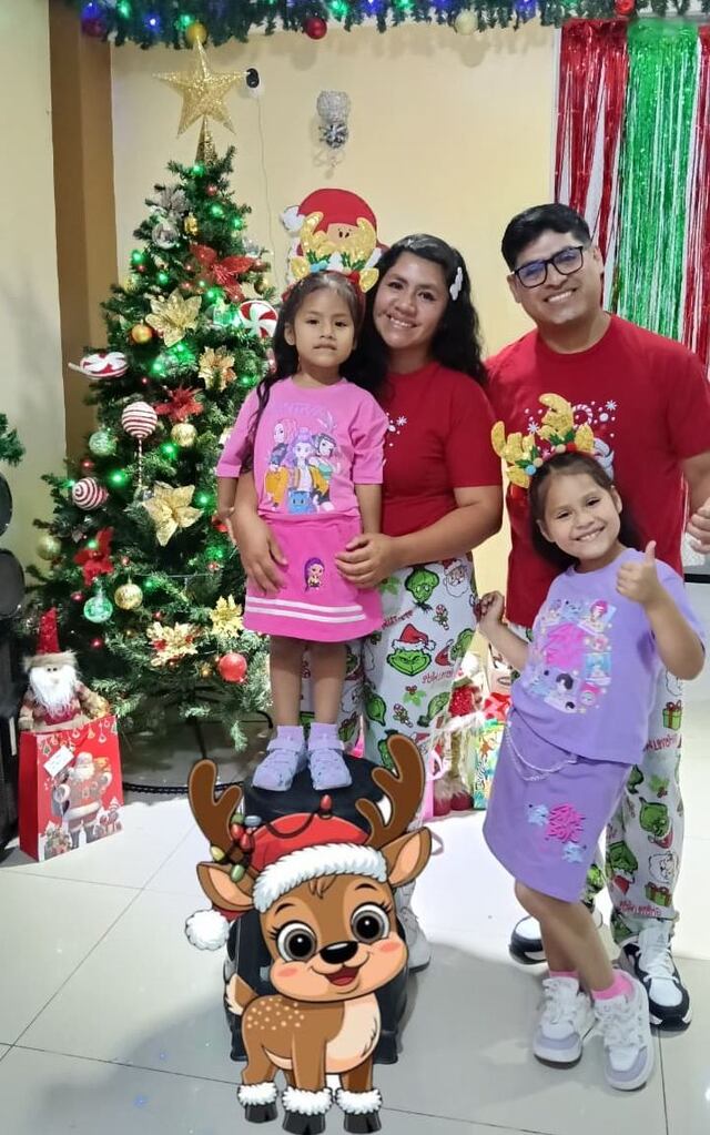 Familia Tanta Lecaros celebrando vísperas de Navidad con sus pequeñas hijas | Foto: Familia Tanta Lecaros