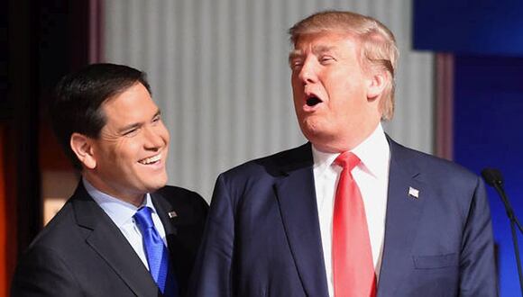 Imagen de archivo donde se aprecia al senador republicano Marco Rubio (a la izquierda) junto al expresidente estadounidense Donald Trump (derecha) | Foto: Agencia AP