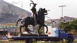 El monumento móvil del fundador de Lima