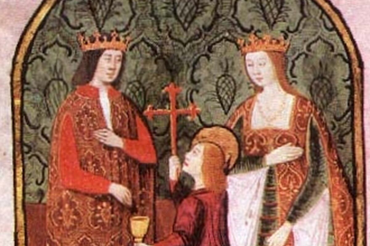 Isabel I de Castilla, reina de Castilla y León, con su esposo Fernando II de Aragón. (Artista desconocido, vía Wikimedia Commons)