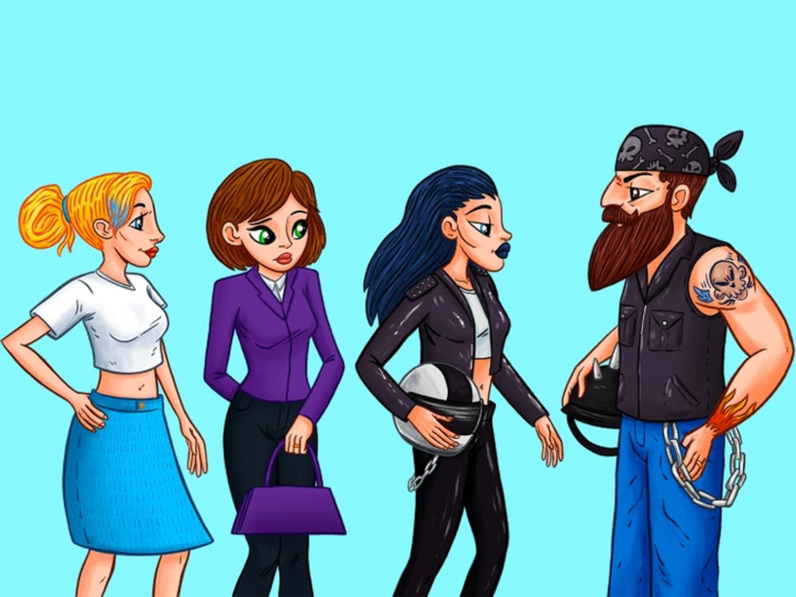 ACERTIJO VISUAL | En esta imagen hay tres mujeres, y tu misión es identificar quién es la esposa del hombre. Presta mucha atención a los detalles, utiliza tu ingenio y resuelve este misterio en tan solo 25 segundos. | genial.guru