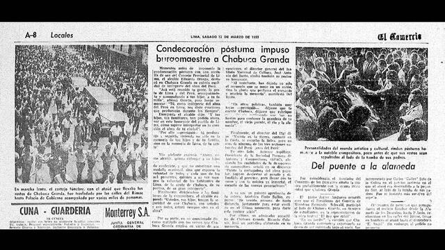 Así informó El Comercio hace 30 años la muerte de Chabuca Granda