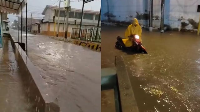 Piura: fuertes lluvias en el distrito de Chulucanas causaron aniegos en las calles