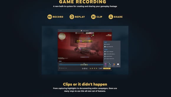 Steam ha habilitado la opción de grabar las partidas de sus usarios desde sus mismas plataformas.