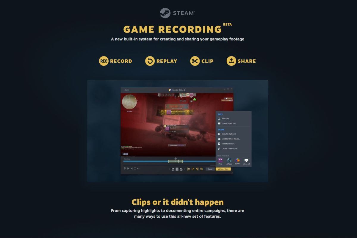Steam ha habilitado la opción de grabar las partidas de sus usarios desde sus mismas plataformas.