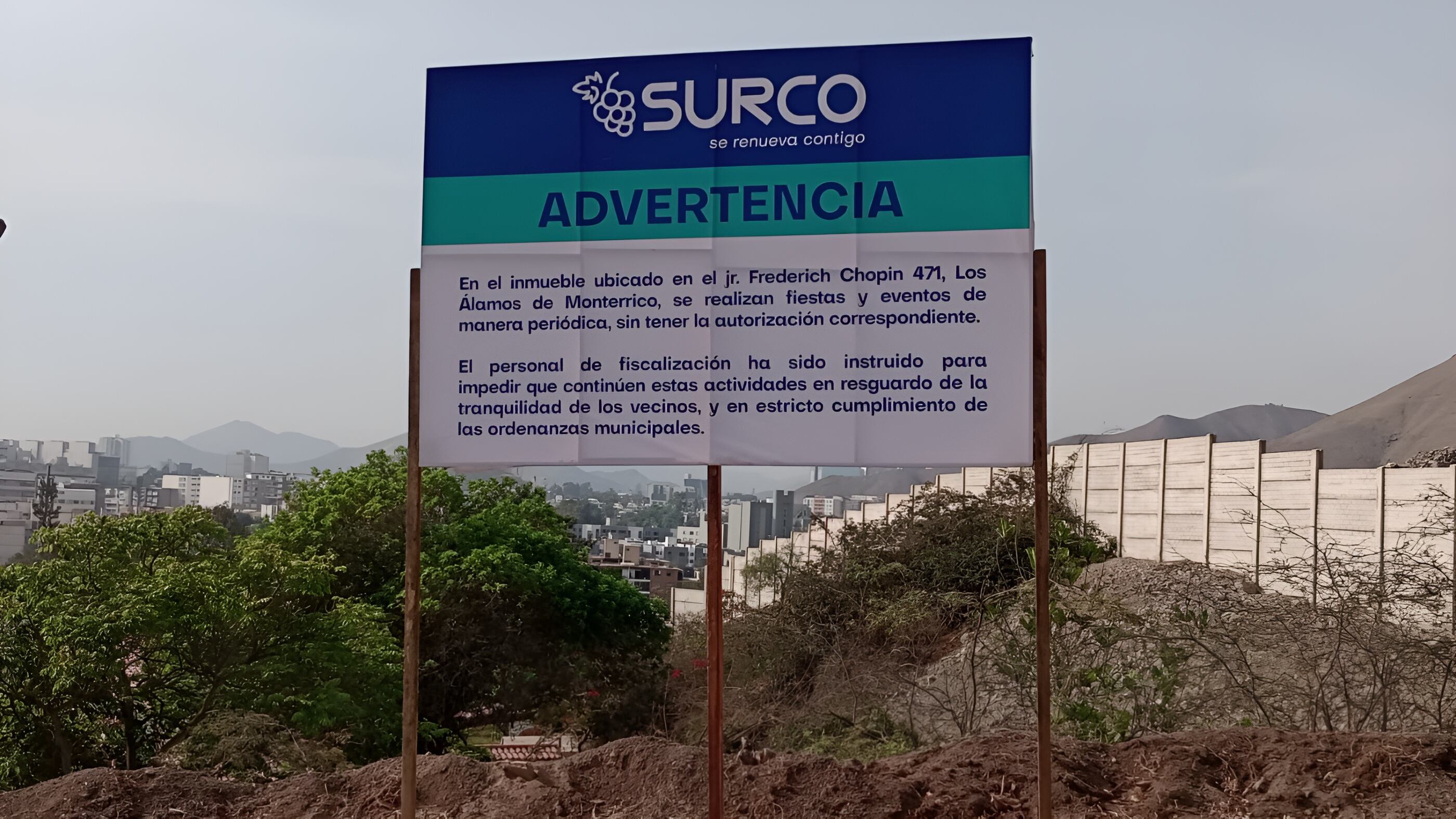 Inmueble clausurado en el Jr Chopin donde se realizó un evento sin autorización. Foto: Municipalidad de Surco.