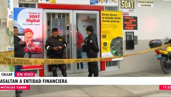 Cinco delincuentes asaltaron una agencia de la Caja Huancayo. (Foto: TV Perú Noticias)