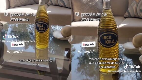 Cibernauta tiene guardada una botella familiar de Inca Kola desde el año 1989 (foto: captura)