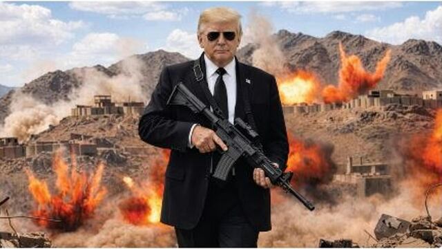 Trump publica una imagen donde aparece con un fusil y advierte a Irán que “¡más les vale espabilar pronto!”