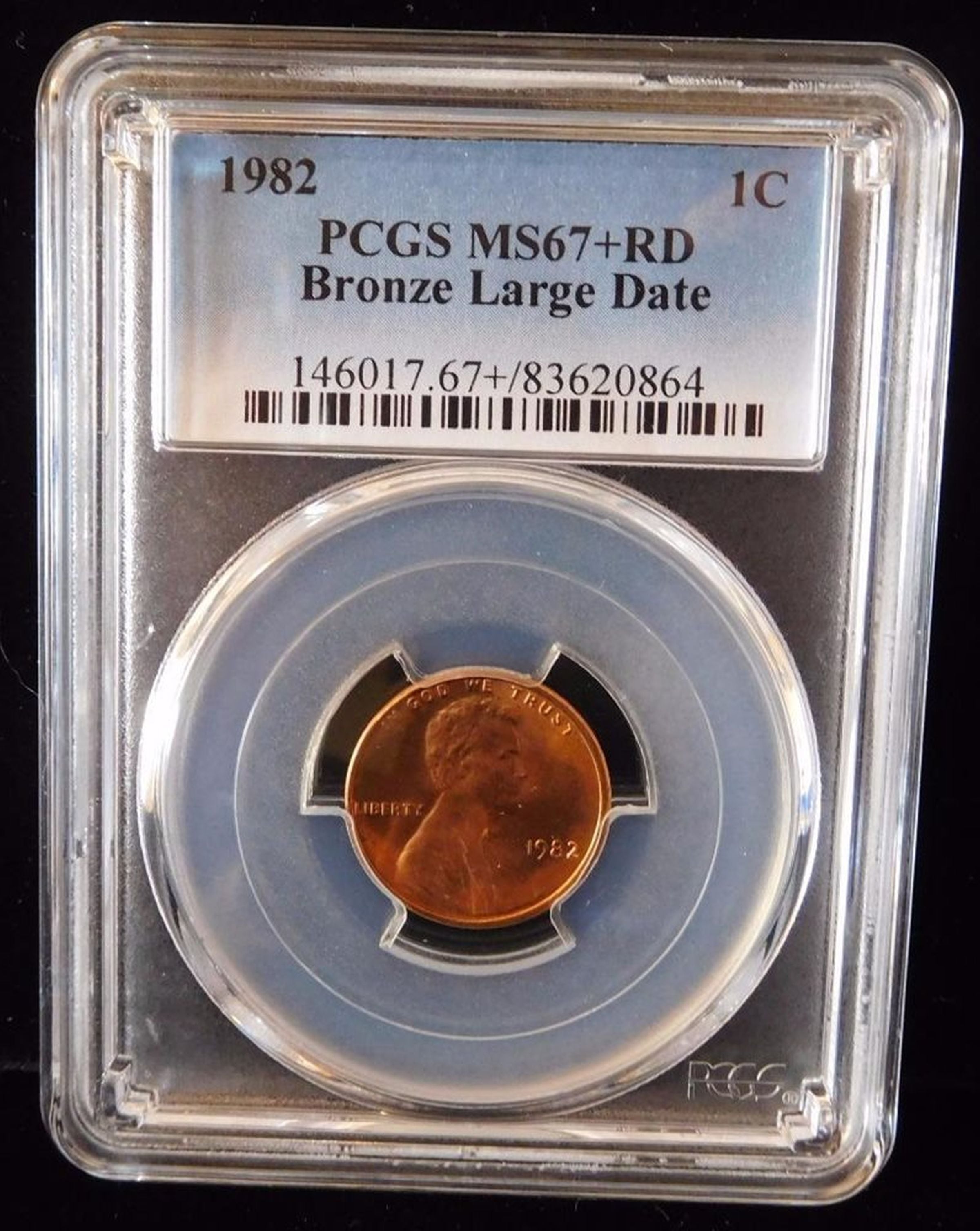 El centavo de bronce de 1982 de letra pequeña MS67 (Foto: Heritage Auctions)