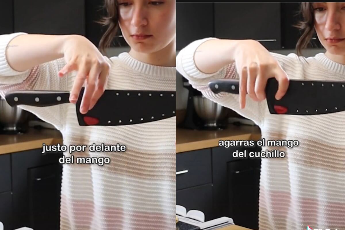 Esta es la forma ideal de agarrar un cuchillo para cortar alimentos. (Foto: TikTok/pattimaciasec).
