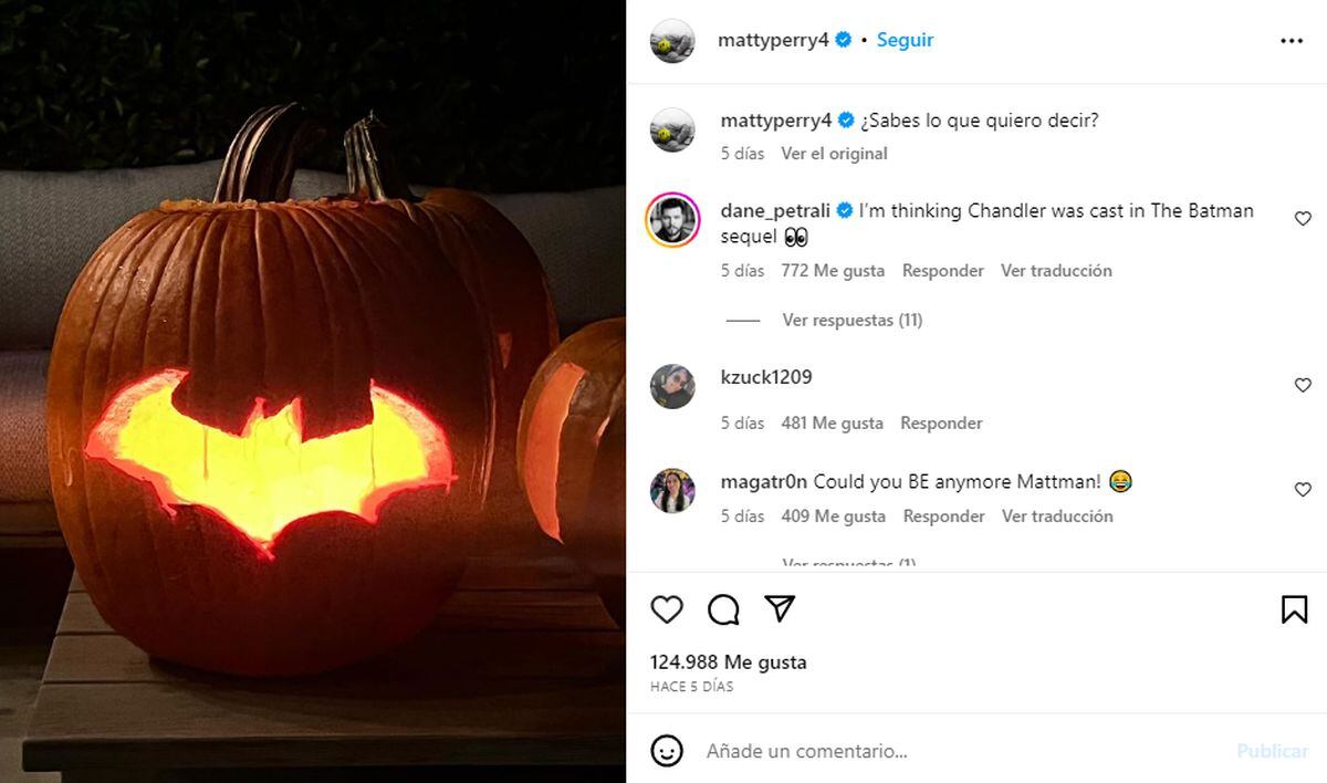 "¿Sabes lo que quiero decir?", escribió el 19 de octubre de 2023 (Foto: Matthew Perry / Instagram)