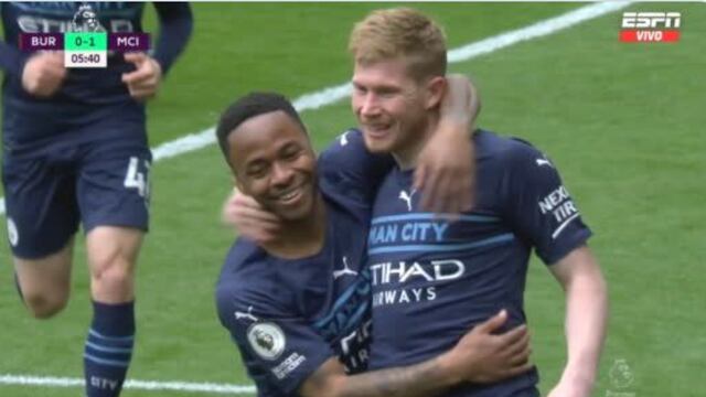 Le tomó 5 minutos volver a ser líder: Kevin De Bruyne puso el 1-0 de Manchester City vs. Burnley | VIDEO