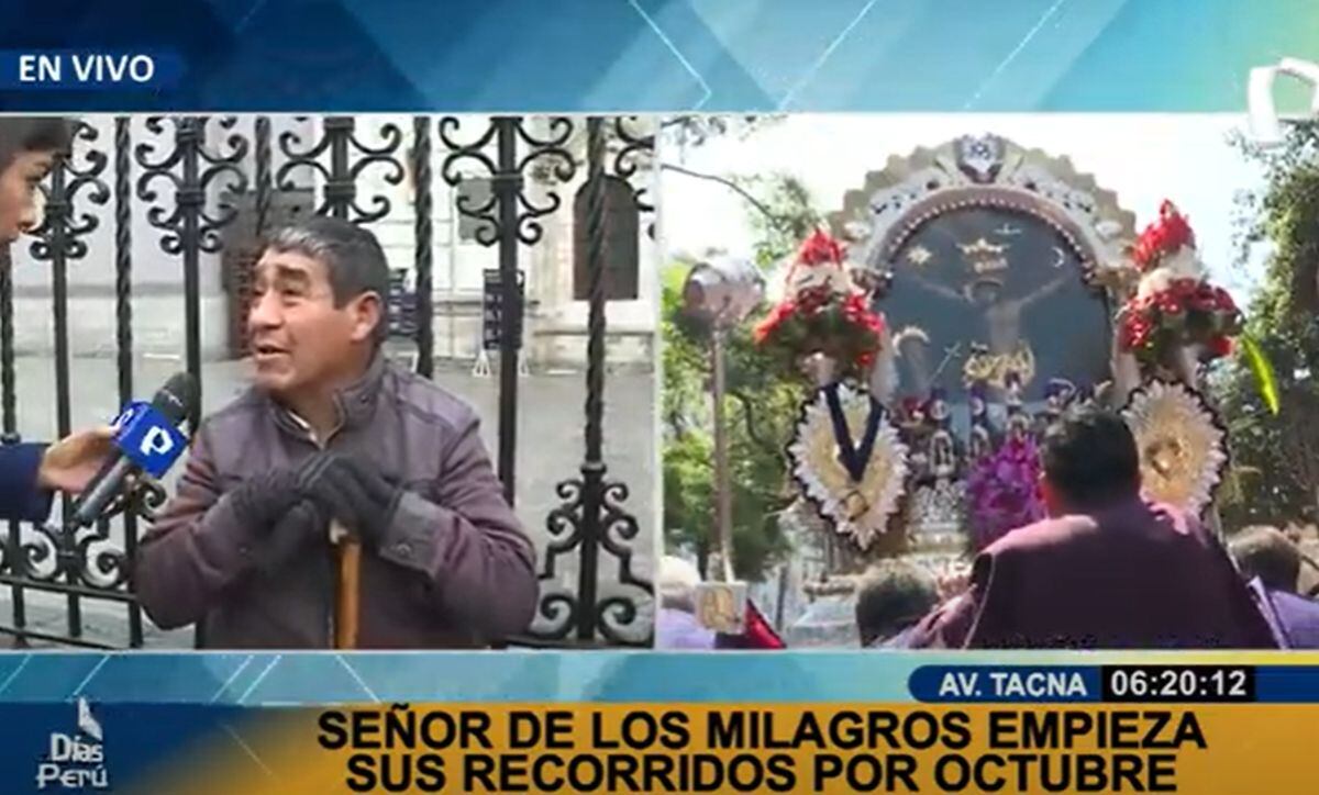 Los fieles del Señor de los Milagros ya acuden a la iglesia de Las Nazarenas para elevar sus plegarias al Cristo Moreno durante el mes de octubre | Foto: Captura de Video / Buenos Días Perú