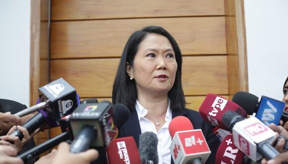 Keiko Fujimori indicó que su padre Alberto Fujimori será sometido a una operación “larga y de riesgo” debido a una fractura de cadera. (Foto: Britanie Arroyo/ @photo.gec)