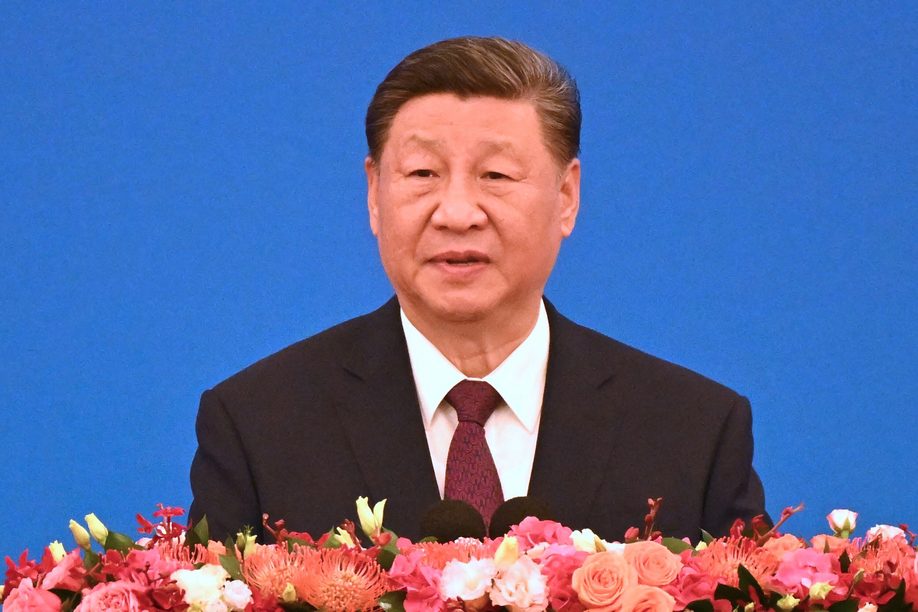 El presidente chino, Xi Jinping, habla en una ceremonia que conmemora el 70.º aniversario de los Cinco Principios de Coexistencia Pacífica, el 28 de junio de 2024. (Foto de Greg Baker / AFP).