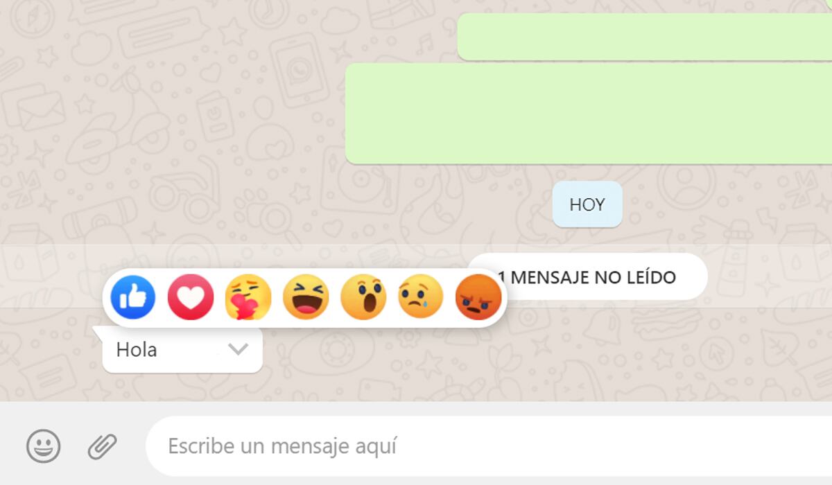 De esta forma aparecen las reacciones de Facebook en WhatsApp Web. (Foto: Mag)