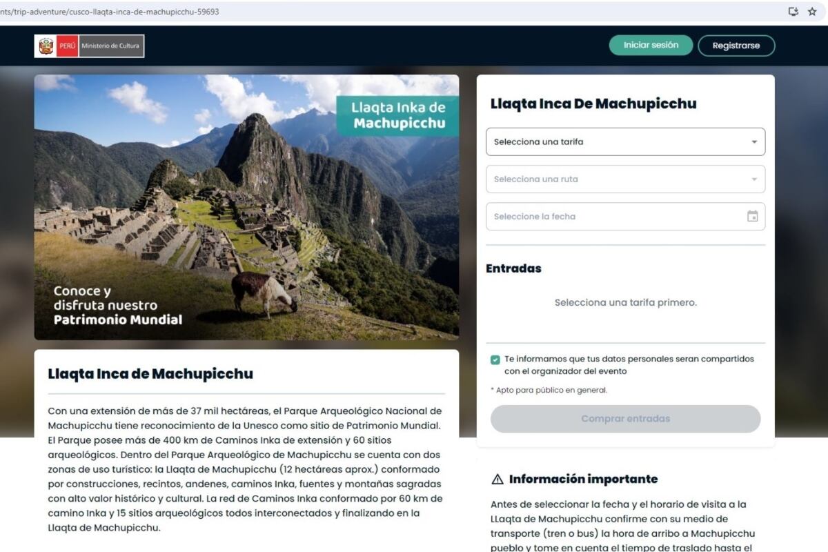 Suspenden hoy y mañana venta virtual de entradas a Machu Picchu. (Foto: Andina)
