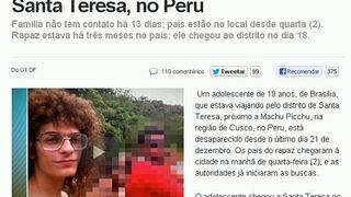 Cusco: turista brasileño continúa desaparecido tras varias semanas