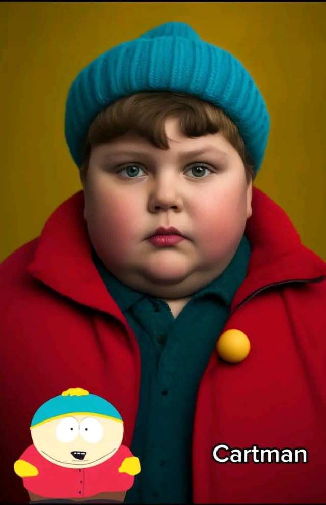 Así luciría Cartman en la vida real. (Foto: @artificial_eye en TikTok/ Midjourney)